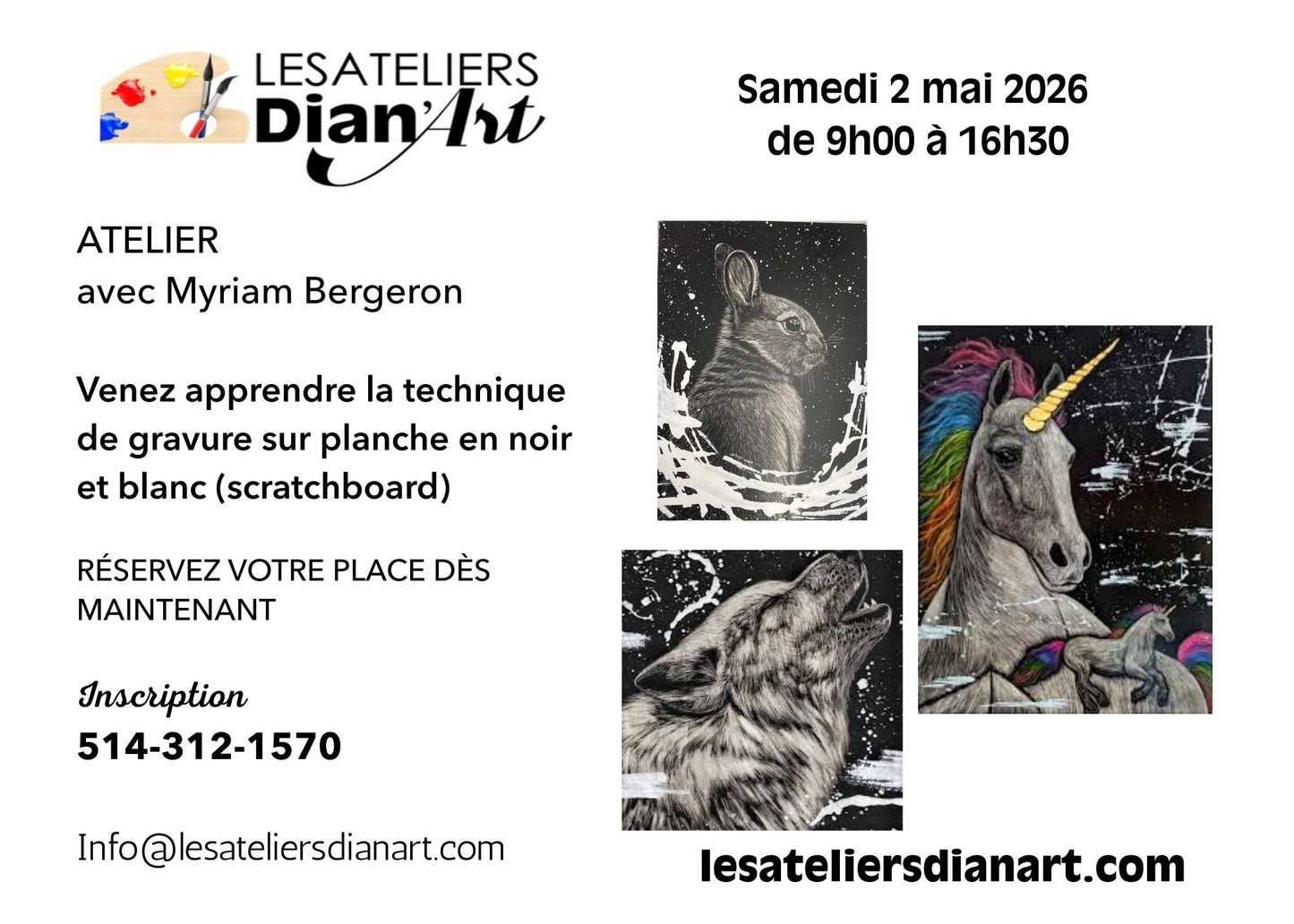 1 - Repentigny - Technique de gravure sur planche (scratchboard - Samedi 2 mai 2026