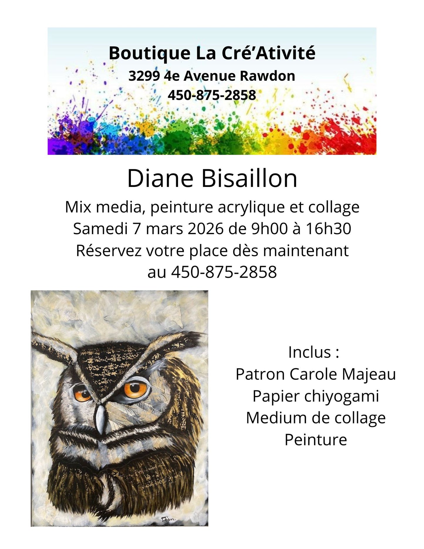 2 - Rawdon - Techniques mixtes - Samedi 7 mars 2026