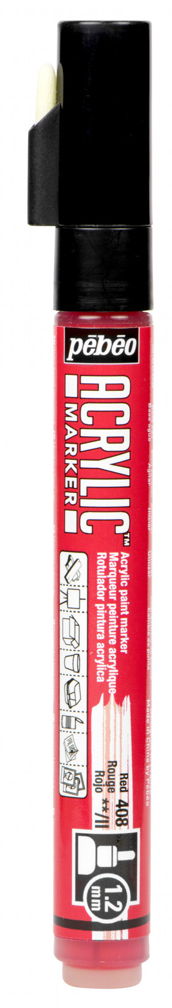 Acrylic Marker 1.2mm Pebeo Red - 408